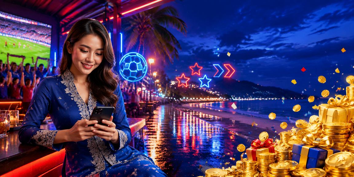 Woman in Langkawi baju kurung enjoying cashback bonuses on the online casino platform